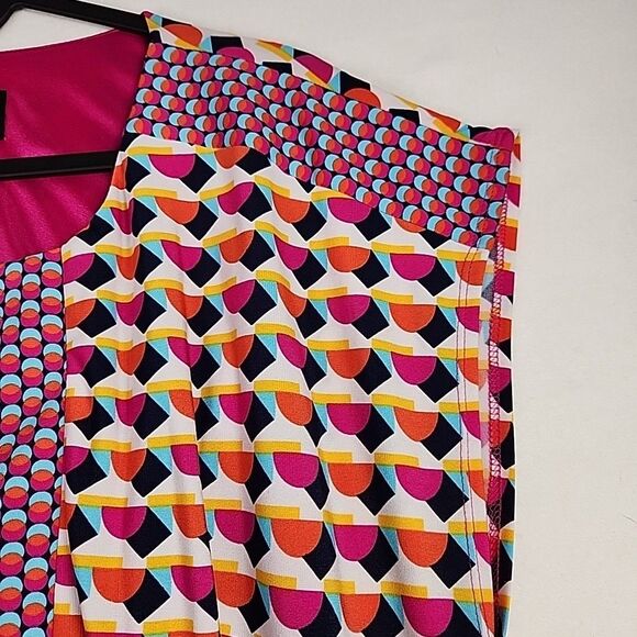 Laundry by Shelli Segal Small Geometric Boho Cap Sleeve Shift Dress Vibrant - Picture 3 of 11